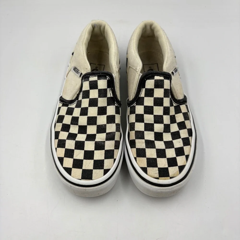 Vans Slip-On Kids Size 12.5 Black White Good Checkerboard Canvas Sneakers